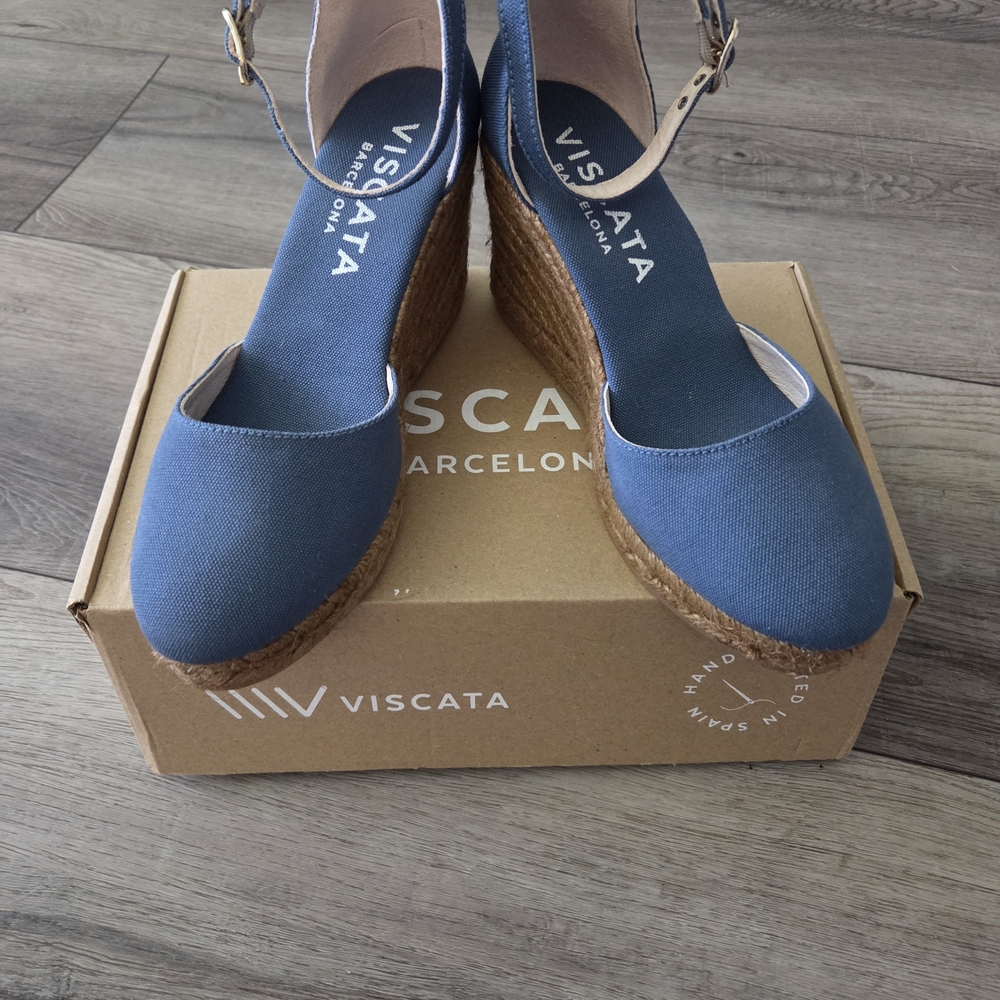 Viscata Barcelona Blue Espadrille Sandals Size 7 1/2 (38)